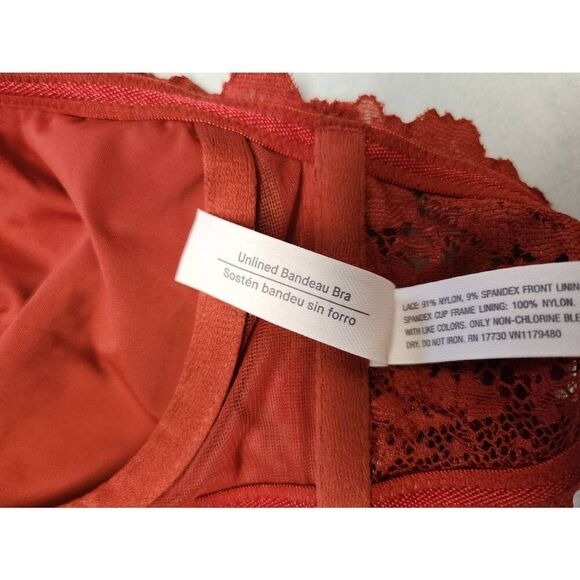 Auden Size S Red Unlined Lace Bandeau Bralette Bra - Picture 4 of 4